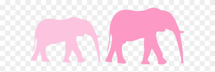 600x223 Pink Baby Shower Elephant Mom And Baby Clip Art - Mother And Baby Clipart