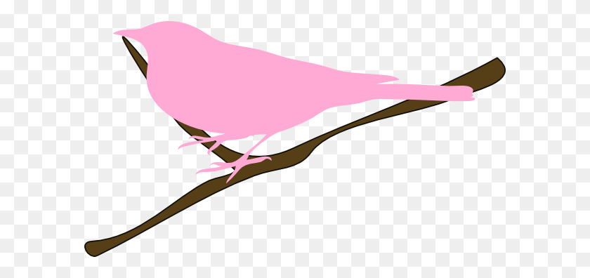 600x336 Pink Bird On Twig Clip Art - Pink Bird Clipart