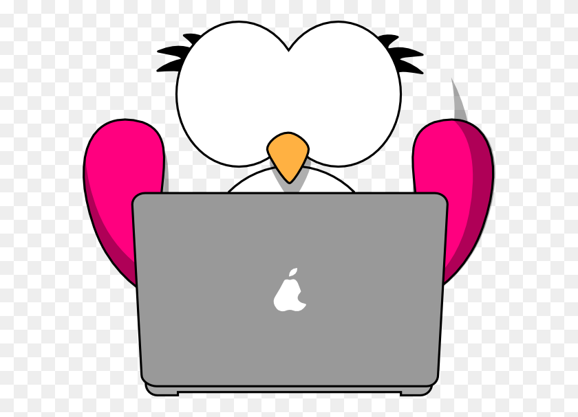 600x547 Розовая Птица С Ноутбуком Картинки - Ноутбук Клипарт