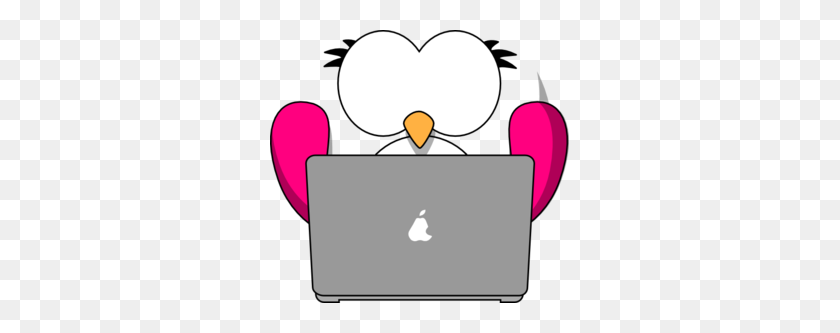 299x273 Pink Bird With Laptop Clip Art - Laptop Clipart Free