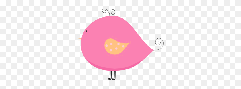 300x250 Pink Bird With Polka Dot Wings Clip Art - Bird Wings Clipart