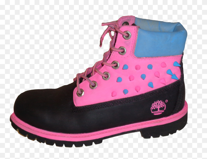 3000x2250 Pink, Black, Blue Spike Suede Timberland Boots Fashion - Timbs PNG