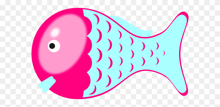 600x349 Pink Blue Fish Clip Arts Download - Fish Clipart PNG