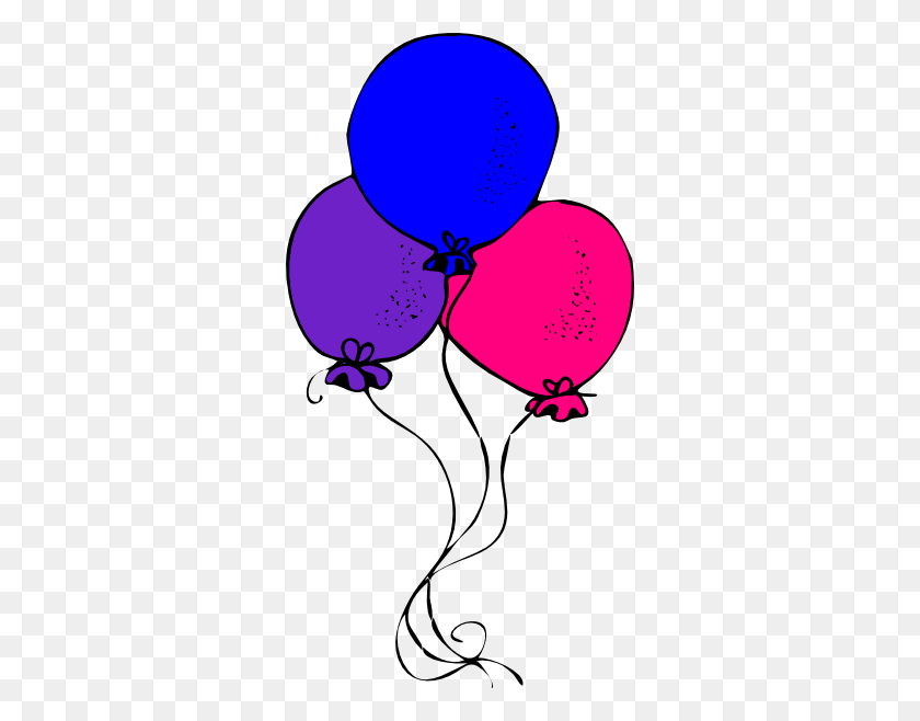 318x598 Pink Blue Purple Balloons Png, Clip Art For Web - Balloons Clipart Transparent