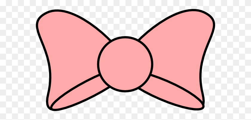 600x342 Pink Bow Black Trim Clip Art - Pink Bow PNG