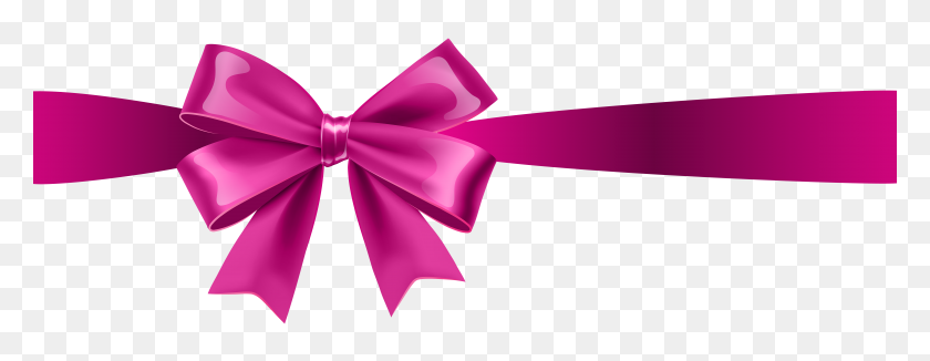 8000x2736 Pink Bow Transparent Clip - Pink PNG