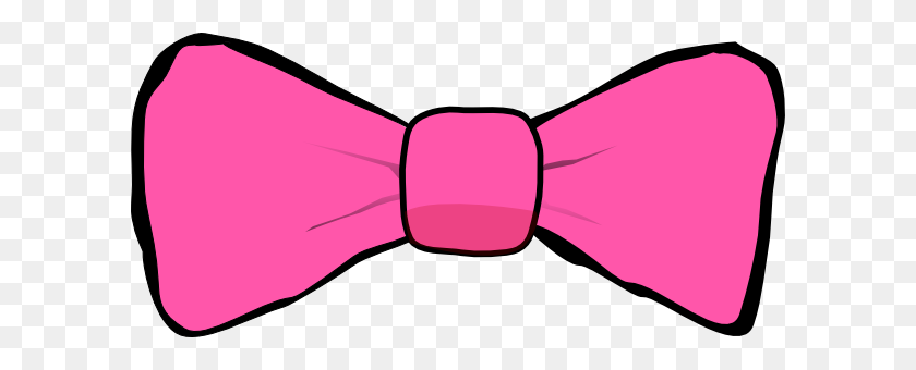 600x280 Pink Bow With Black Trim Clip Art - Red Bow Tie Clipart