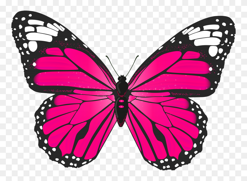 8000x5708 Pink Butterfly Png Transparent Clip Art Gallery - Transparent Butterfly Clipart