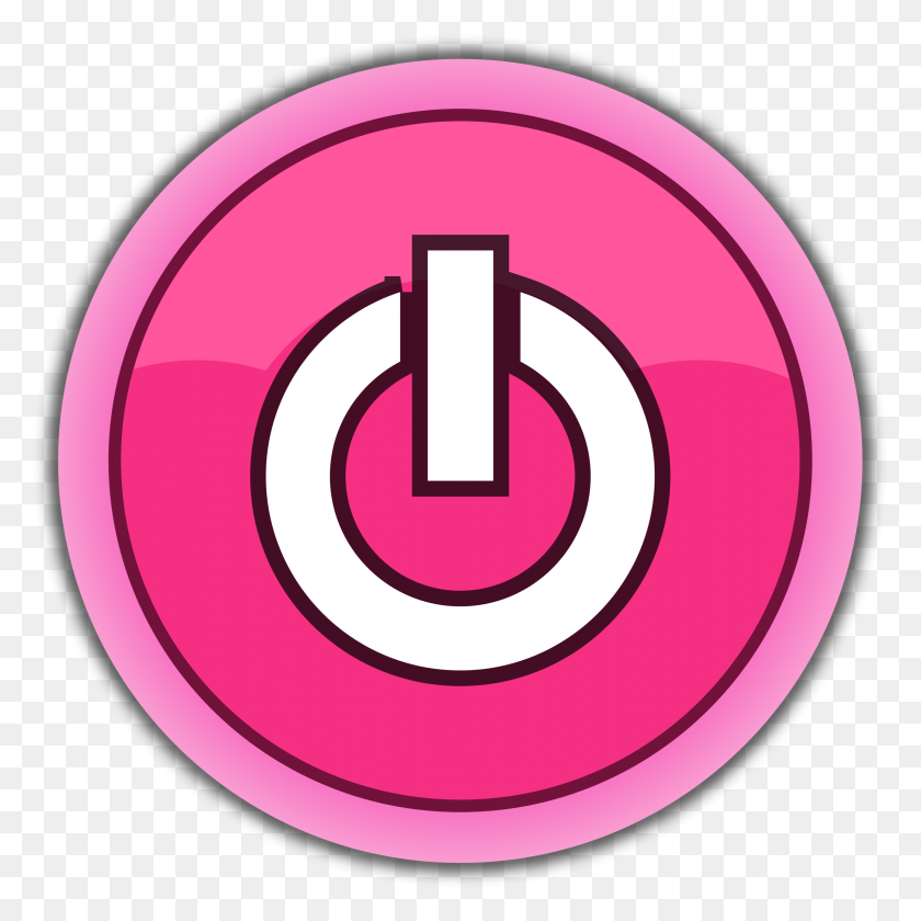 2399x2400 Pink Button Power Icons Png - Power Button PNG