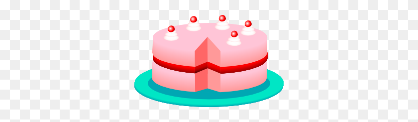 300x185 Pink Cake Clip Art Free Vector - Watercolor Cake Clipart