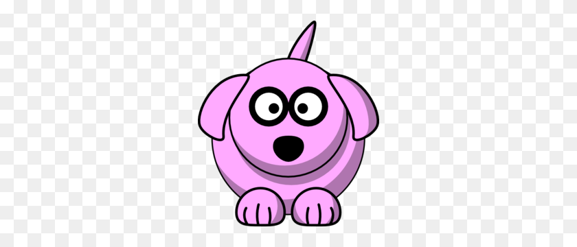 264x300 Pink Cartoon Dog Clip Art - Dog Cartoon Clipart