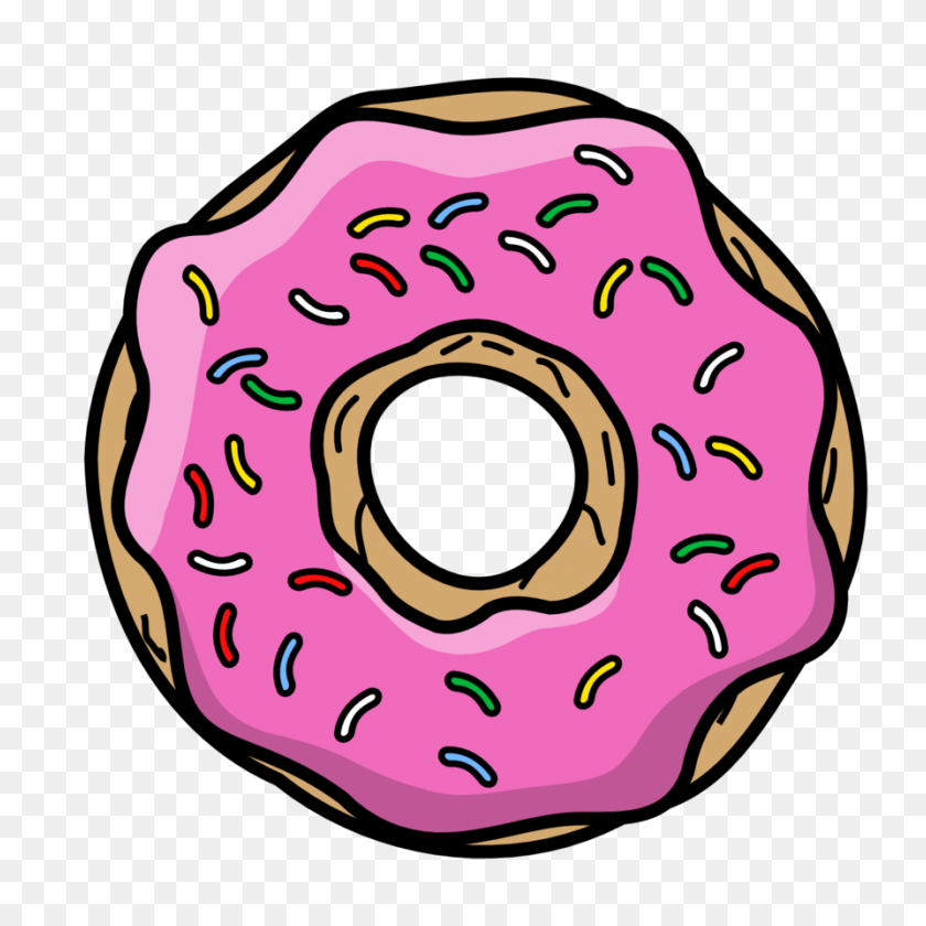 894x894 Pink Cartoon Donut Vector Clip Art Illustration With Simple - Donut Clipart Black And White