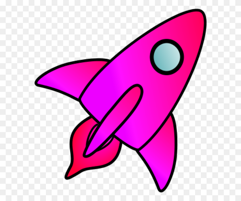 600x640 Pink Clipart Rocket - Flying Fish Clipart