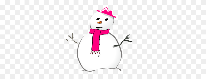 300x261 Pink Clipart Snowman - Snowman Clipart Black And White Free