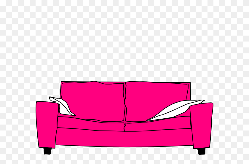 600x493 Pink Couch With Pillows Clip Art - Couch Clipart