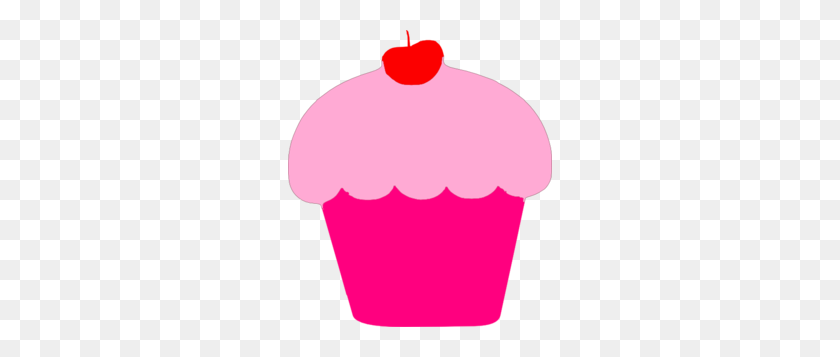 Pink Cupcake With Cherry Clip Art - Pink Cupcake Clipart