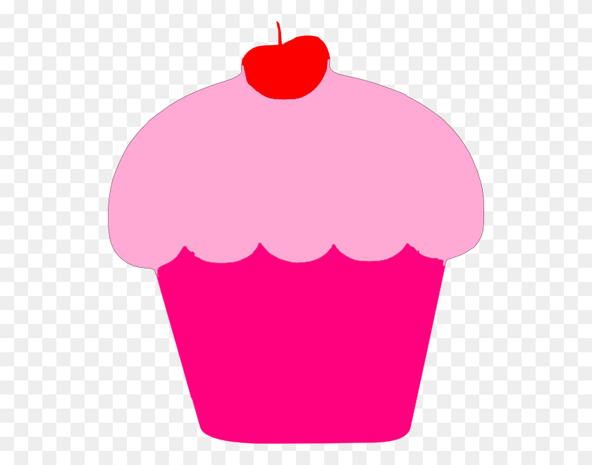 534x600 Pink Cupcake With Cherry Clip Art - Cup With Straw Clipart