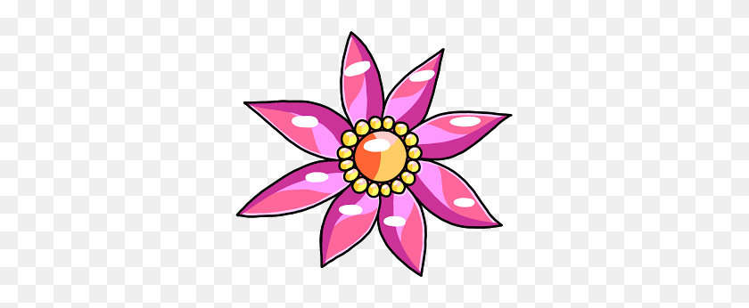 320x286 Pink Daisy Doodle Flower Free, Royalty Free, Commercial Use - Royalty Free Clipart For Commercial Use