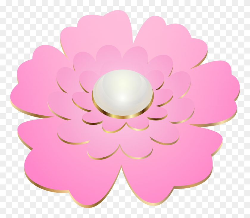 8000x6903 Pink Decorative Flower Transparent Clip Gallery - Flower Circle Clipart