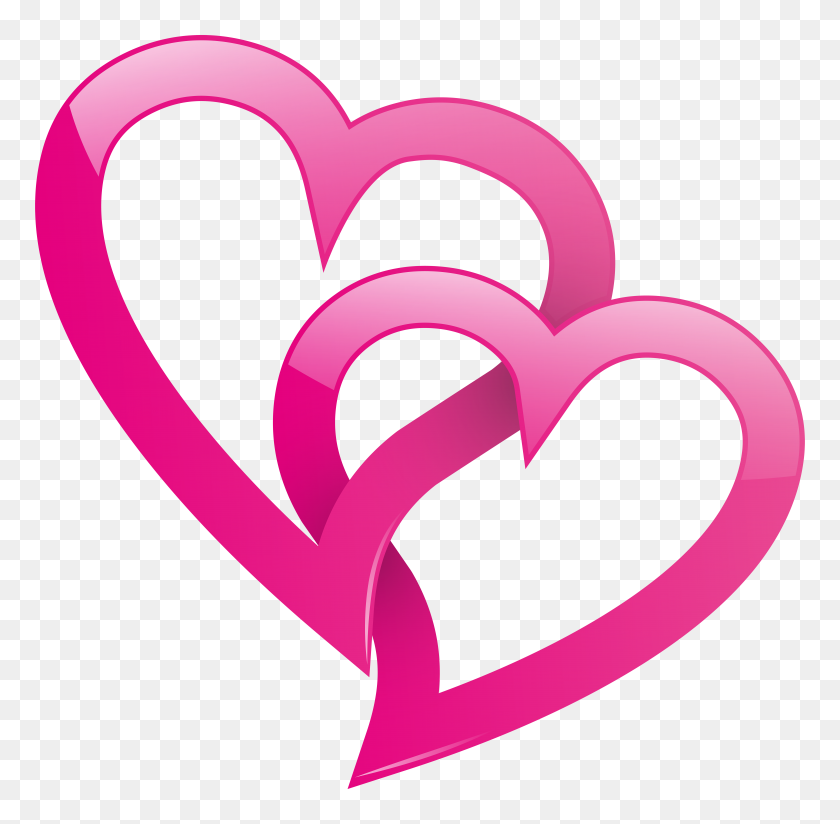 8000x7839 Pink Double Heart Png Clip Art - Transparent Heart Clipart
