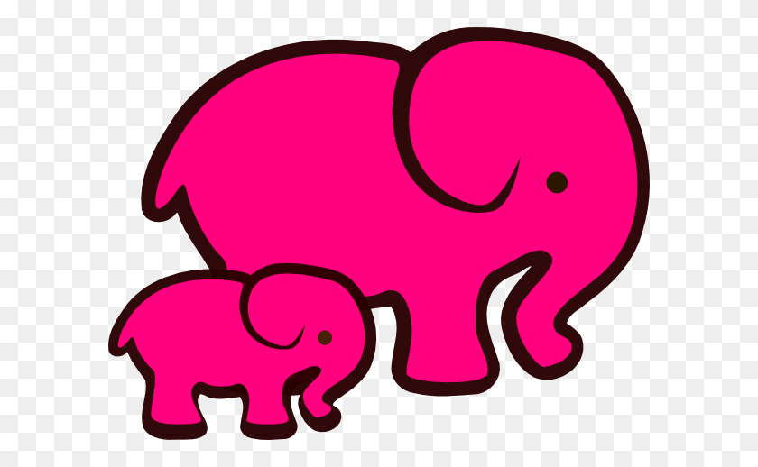 600x458 Pink Elephant Mom Baby Clip Art - Pink Elephant Clipart