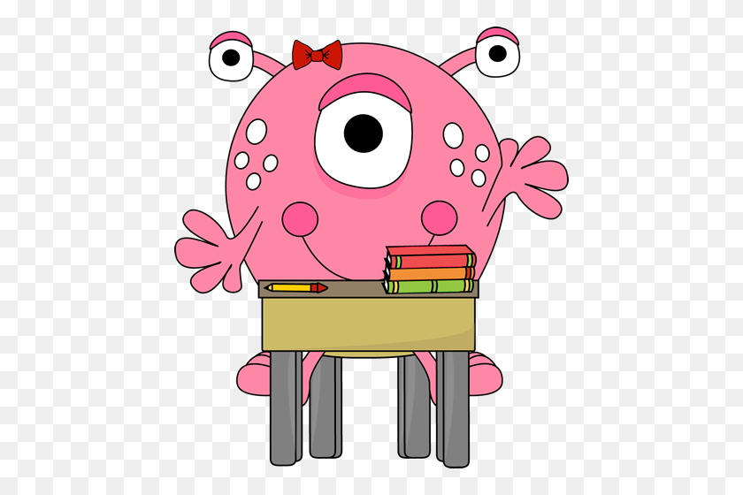 446x500 Pink Eyes Clipart School Monster - Dojo Clipart