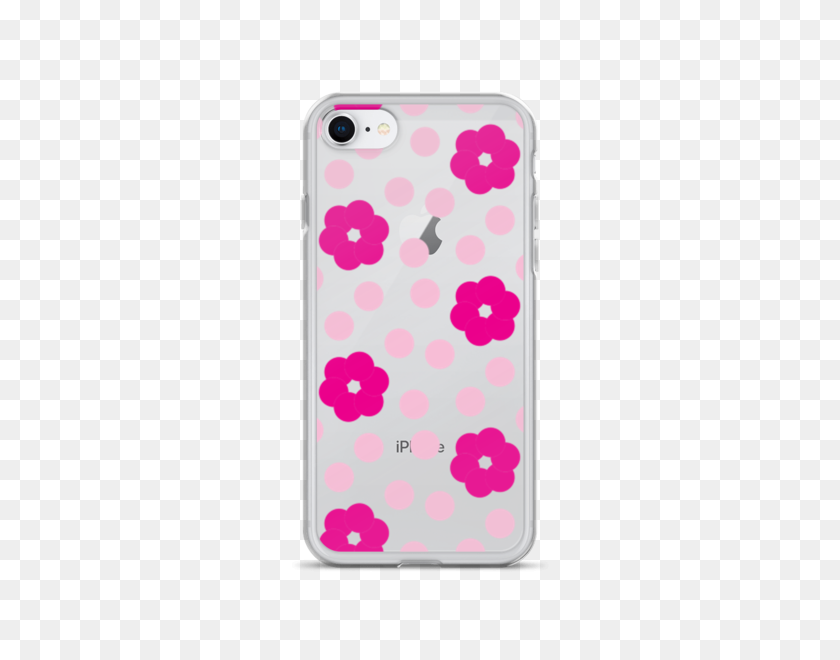 600x600 Pink Flower And Polka Dot Pattern Iphone Case Deliriousthreads - Polka Dot Pattern PNG