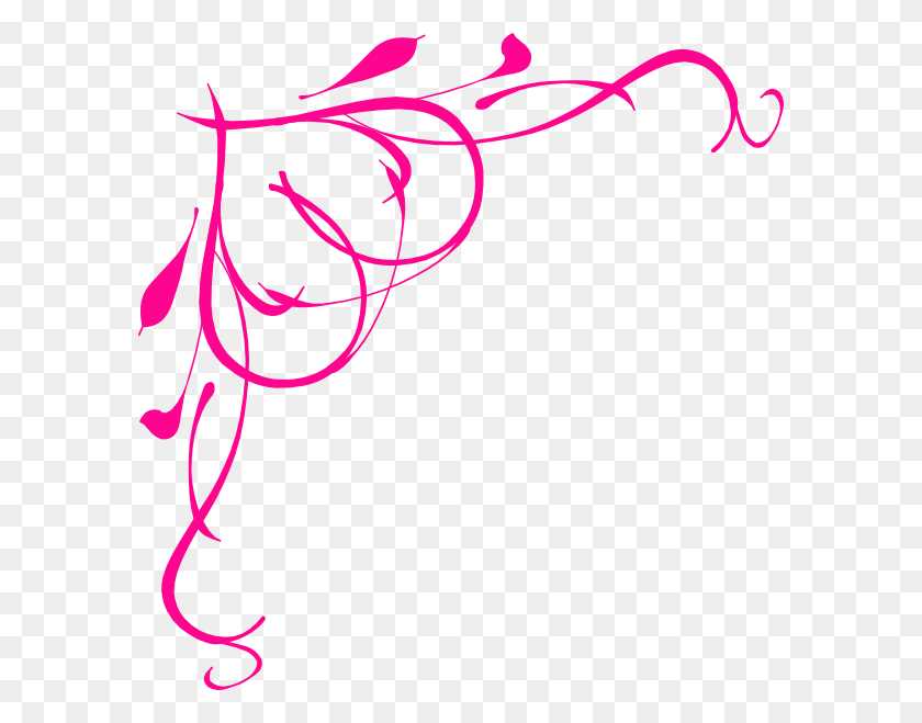 588x599 Розовый Цветок Границы Картинки - Цветочная Гирлянда Клипарт