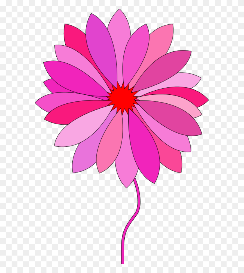 600x880 Pink Flower Clip Art - Dahlia Flower Clipart