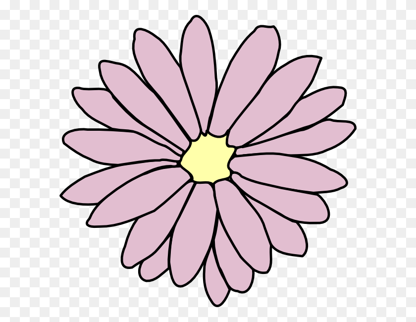 600x590 Розовый Цветок Клипарт Цветочная Цепочка - Пастельные Цветы Клипарт