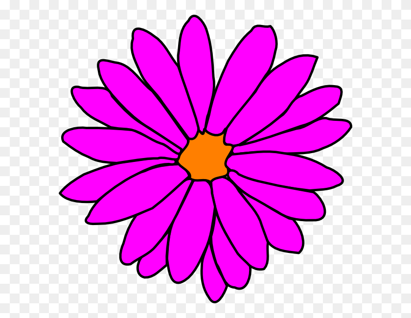600x590 Pink Flower Clipart Girly Flower - Flower Pictures Clip Art