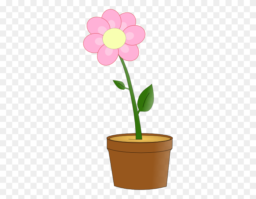 294x593 Pink Flower In Pot Png, Clip Art For Web - Plant Pot Clipart
