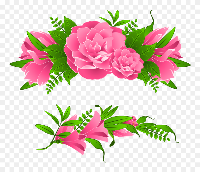3128x2649 Elemento Decorativo De Flores De Color Rosa Png Gallery - Flores De Color Rosa Png