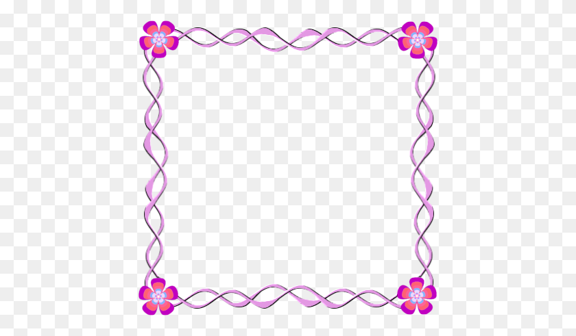 436x431 Pink Flowers Frame Border Design Bordersframes - Simple Border PNG