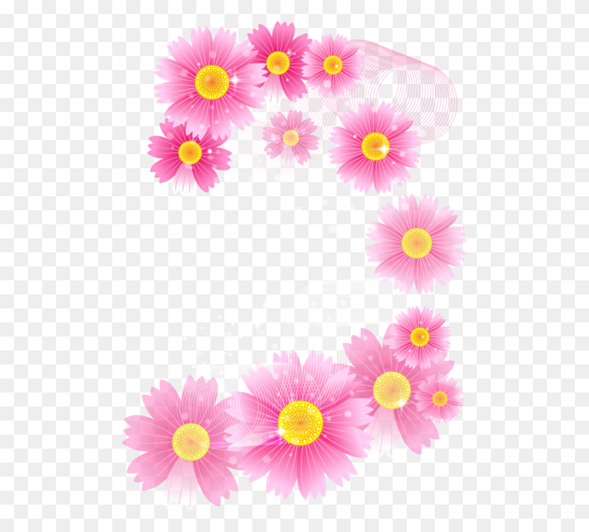 492x699 Pink Flowers Full Transparent - Pink Flower Clipart