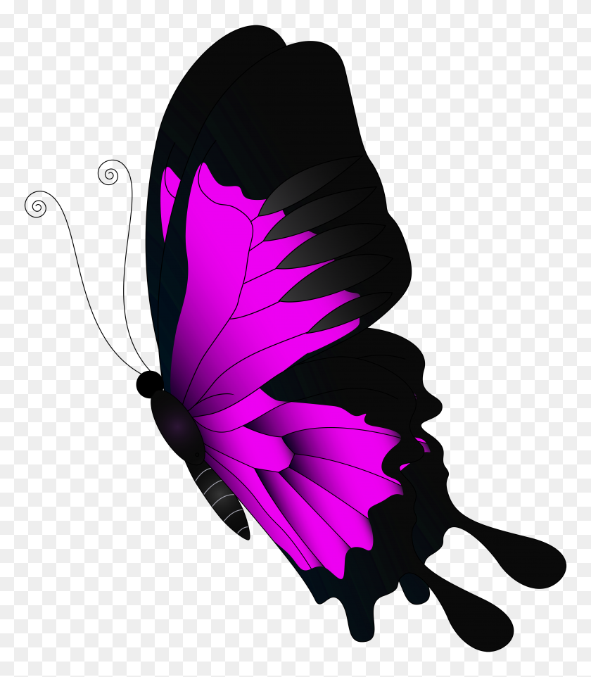 4323x5000 Pink Flying Butterfly Png Clip - Pink Butterfly Clipart