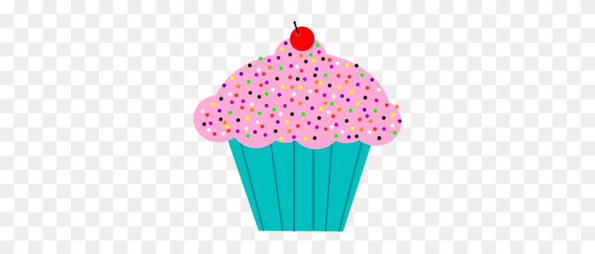 294x299 Pink Frosted Cupcake Clip Art - Pink Cake Clipart