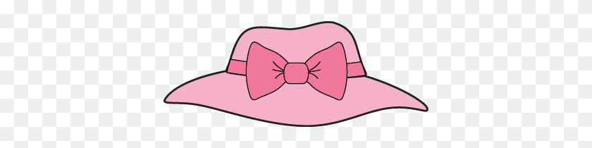 376x150 Pink Girls Hat With A Bow Clip Art - Pink Bow Clipart