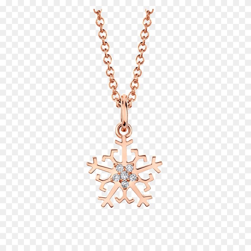 960x960 Pink Gold Snowflake Diamond Pendant Beawelry - Gold Snowflakes PNG