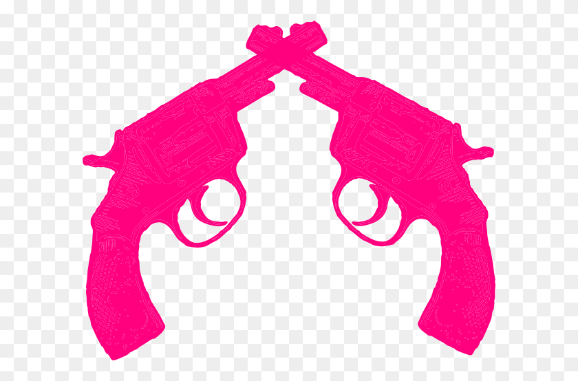 600x494 Pink Gun Clipart - Crossed Pistols Clipart