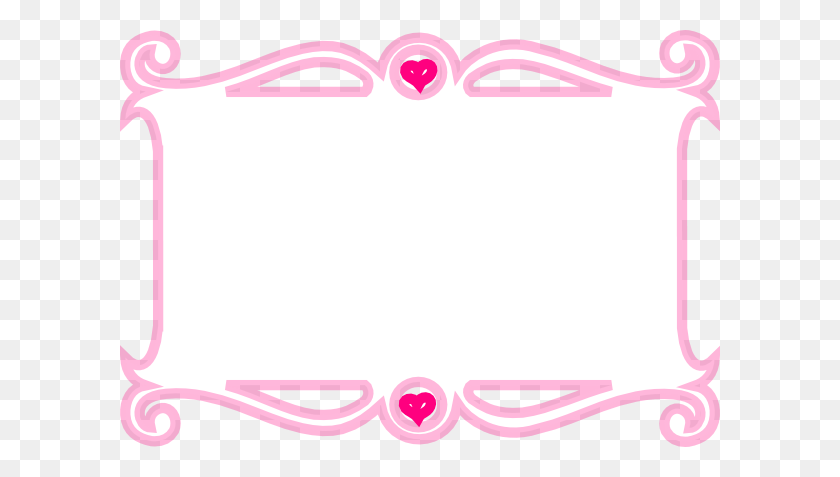 600x417 Pink Heart Border Png Large Size - Heart Border PNG