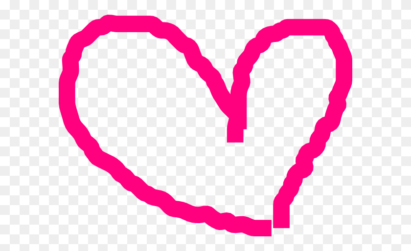 600x454 Pink Heart Outline Clipart - Heart PNG Outline