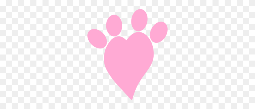 264x300 Pink Heart Paw Clip Art - Paw Heart Clipart
