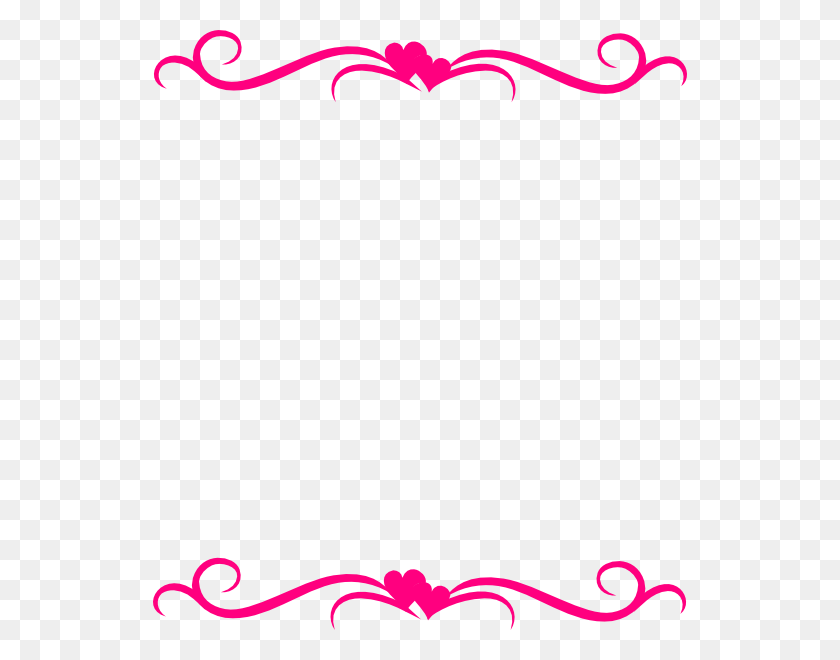 534x600 Pink Hearts Top Bottom Border Png Large Size - Pink Border PNG