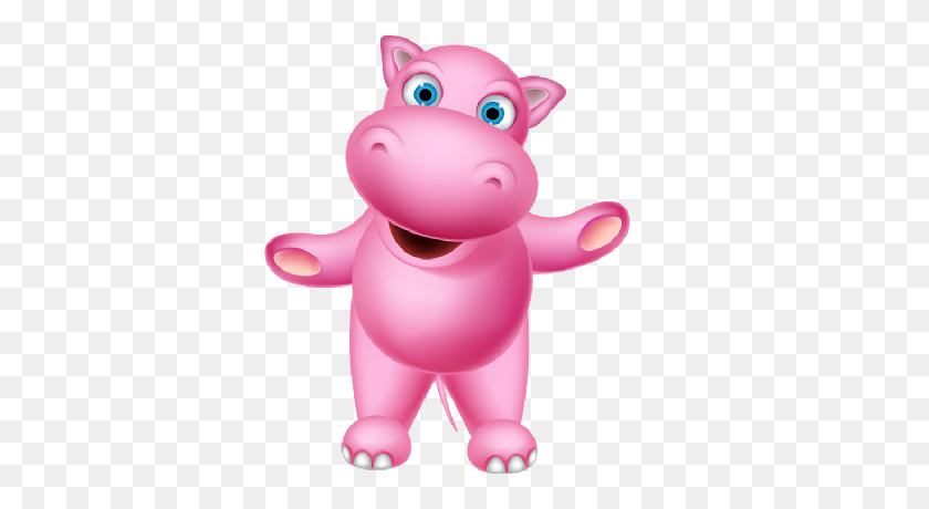 400x400 Pink Hippo Clipart - Cute Hippo Clipart