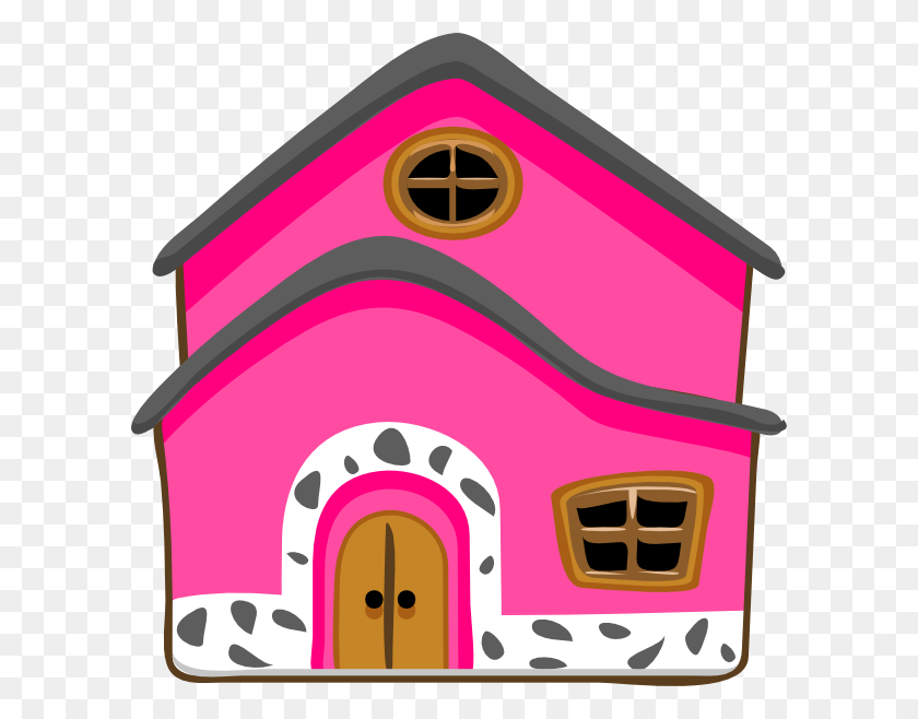 600x598 Pink House Clip Art - Playhouse Clipart