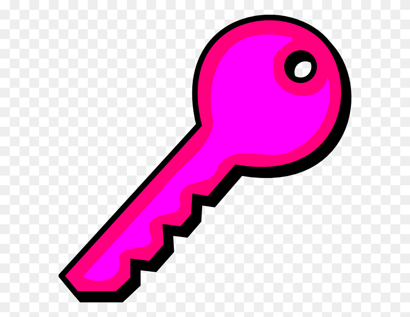 600x590 Pink Key Clip Art - Privacy Clipart