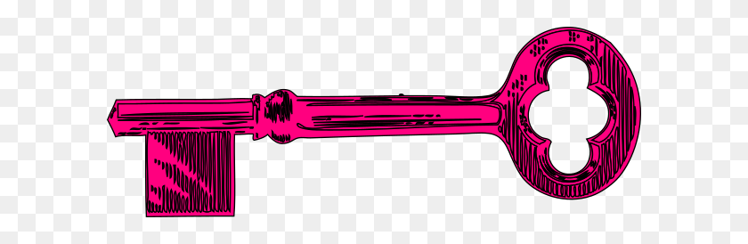 600x214 Pink Key Clip Art - Skeleton Key PNG