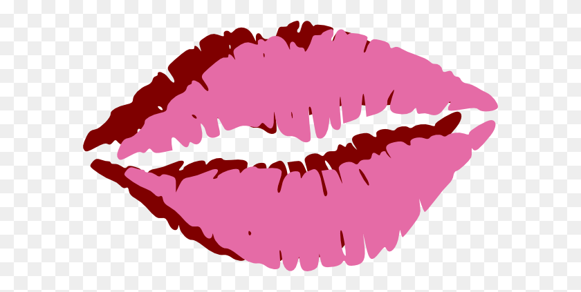 600x363 Клипарт Pink Kiss Lips - Целующиеся Губы Клипарт
