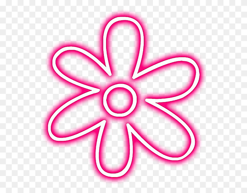 566x598 Pink Neon Glowing Snapchat Flower - Snapchat Stickers PNG
